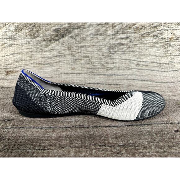 Rothy's The Flat Women's Cream Black Round Toe Knitted Flats Slip On Size 7.5 - Picture 7 of 10